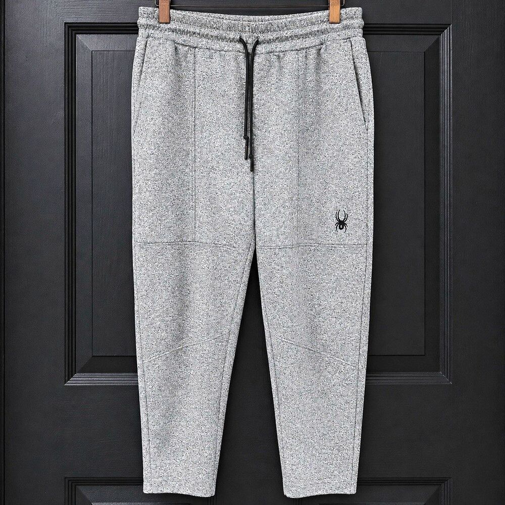 Spyder Men’s Gray Jogger Pants Size M Drawstring Zip Pocket Tapered Polyester
